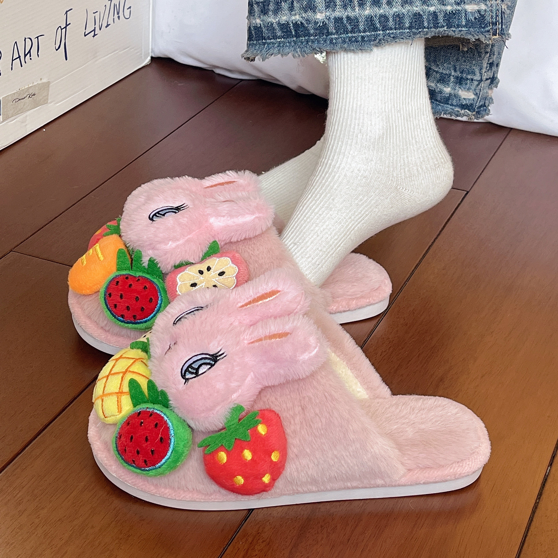 可爱少女心立体兔子棉拖鞋女秋冬2025新款室内家居防滑毛毛拖鞋女,女鞋,包头拖,淘宝优惠券,粉丝福利购,淘宝优惠卷