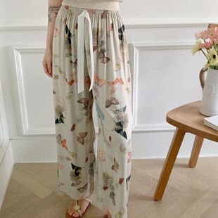 凉感棉绸九分阔腿裤 夏季 子宽松时尚 遛弯家居裤 新款 空调裤 女士睡裤