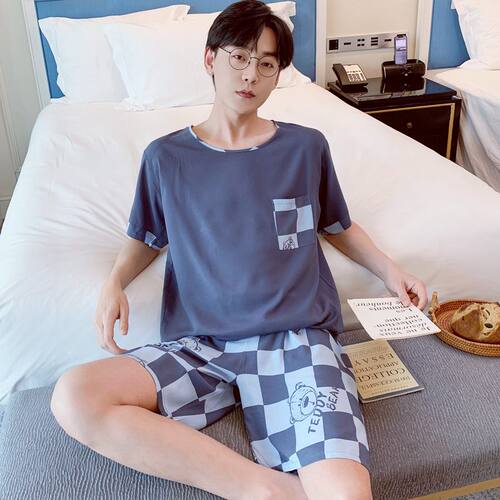 棉绸男士短袖夏天可爱春秋款睡衣