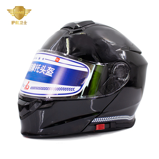 HW-143专业摩托车骑行盔铁骑安全头盔3C双镜片揭面盔巡逻骑行装备