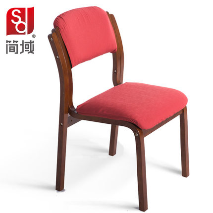简域实木餐椅布艺咖啡厅餐椅简约酒店北欧软包椅靠背欧式书桌椅子