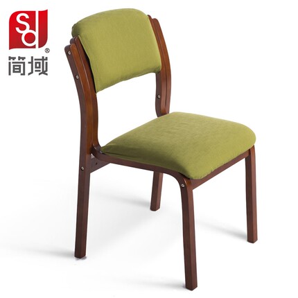 简域实木餐椅布艺咖啡厅餐椅简约酒店北欧软包椅靠背欧式书桌椅子