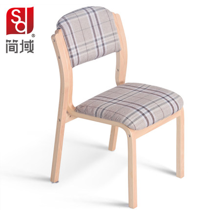 简域实木餐椅布艺咖啡厅餐椅简约酒店北欧软包椅靠背欧式书桌椅子