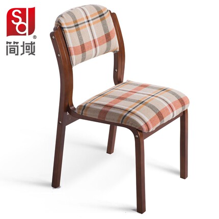 简域实木餐椅布艺咖啡厅餐椅简约酒店北欧软包椅靠背欧式书桌椅子