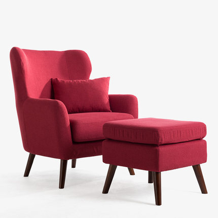 简域单人小户型沙发实木时尚布艺沙发简约欧式单人皮布沙发休闲椅