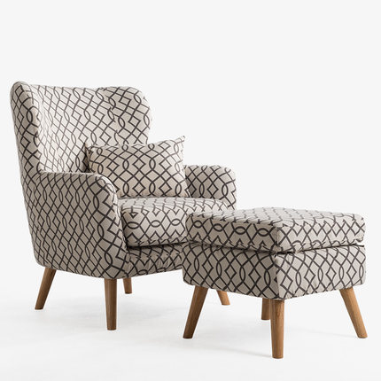 简域单人小户型沙发实木时尚布艺沙发简约欧式单人皮布沙发休闲椅