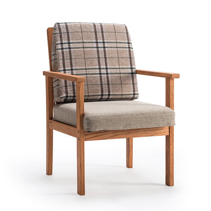 简域北欧实木餐椅美式休闲扶手咖啡厅桌椅书桌椅靠背椅电脑椅椅子