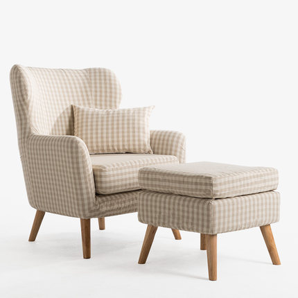 简域单人小户型沙发实木时尚布艺沙发简约欧式单人皮布沙发休闲椅