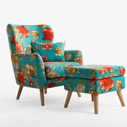 简域单人小户型沙发实木时尚布艺沙发简约欧式单人皮布沙发休闲椅