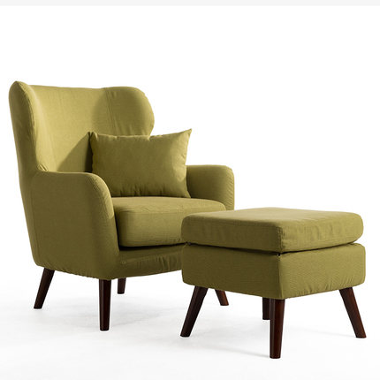 简域单人小户型沙发实木时尚布艺沙发简约欧式单人皮布沙发休闲椅