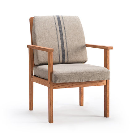 简域北欧实木餐椅美式休闲扶手咖啡厅桌椅书桌椅靠背椅电脑椅椅子