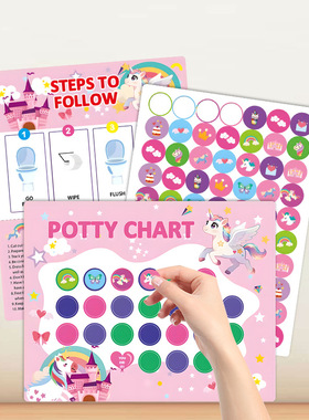 POTTY CHART外贸幼儿童训练上厕所奖励卡通贴纸宝宝恐龙贴纸如厕