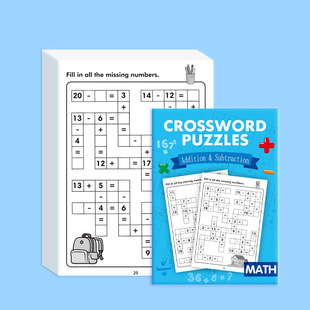 Math Crossword Puzzles趣味儿童数学口算本加减法练习册计算本子
