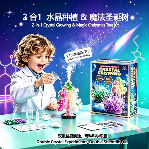 2合1水晶种植圣诞树化学实验套装