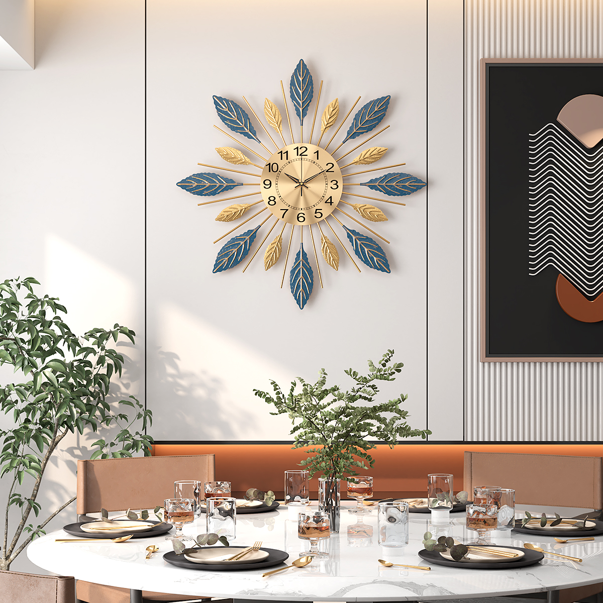 2025新款太阳花挂钟客厅装饰