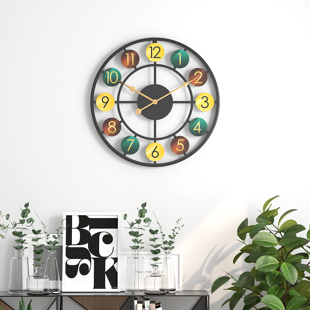 创意彩色数字挂钟客厅装饰