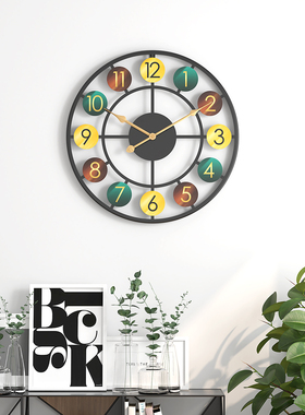 创意彩色数字挂钟客厅装饰静音艺术时钟家用墙表