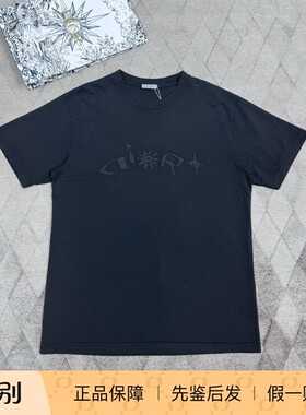 Dior迪奥男女短袖T恤汉密尔顿限定款刺绣款黑色圆领T恤时尚百搭