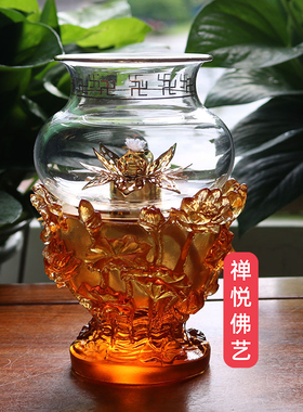 古法琉璃浮雕琥珀防风液体长明灯