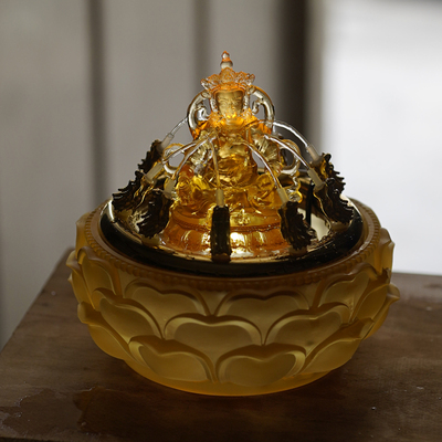珍悦琉璃黑财神黄财神九龙浴佛盆