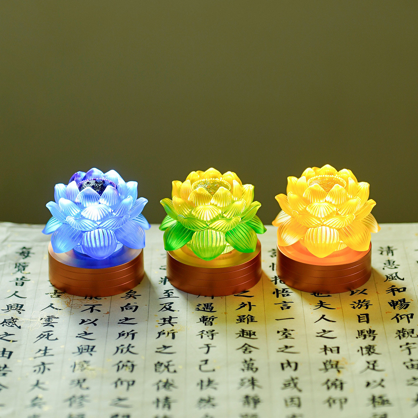 琉璃莲花灯电池款桌面摆件图片