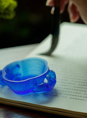 琉璃双耳貔貅墨碟笔舔墨池盛墨汁