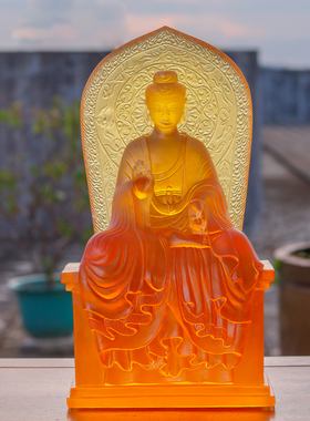 敦煌石窟释迦牟尼佛像古法琉璃佛堂家用神台供奉佛像摆件装饰工艺