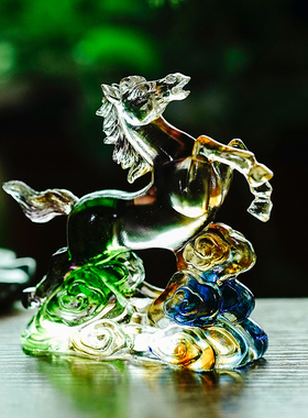 琉璃马到成功家用客厅桌面摆件