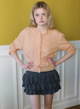 【现货】韩国设计师SINOON韩系风甜美层叠荷叶边针织蛋糕裙裙裤