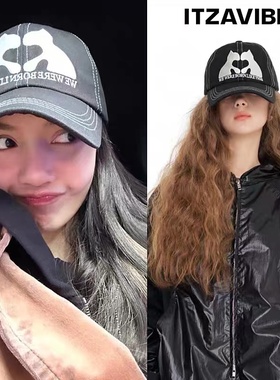 【现货】韩国itzavibe LISA同款字母猫咪棒球帽圆顶鸭舌帽