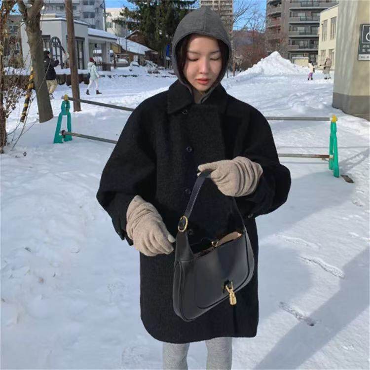 【现货】韩国maybebaby双排扣毛呢外套气质复古纯色廓形翻领大衣,女装/女士精品,毛呢外套,淘宝优惠券,粉丝福利购,淘宝优惠卷