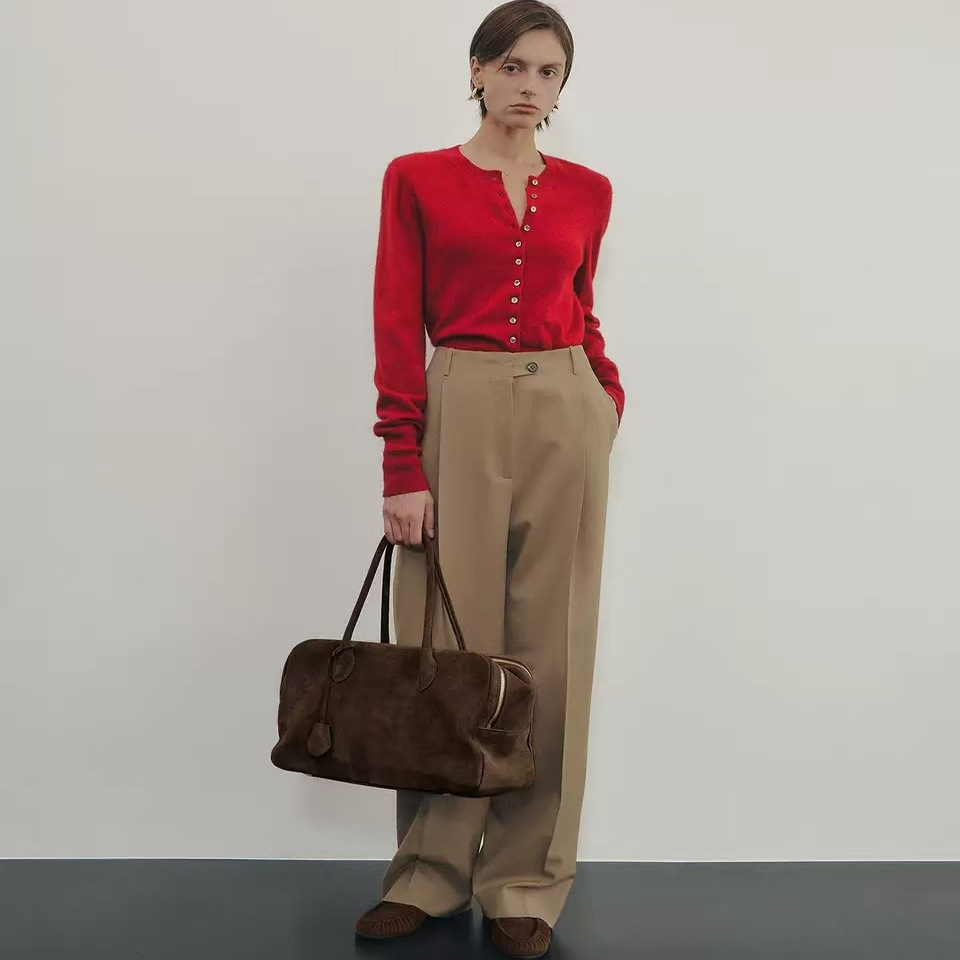 【现货】ELBORN韩国圆领针织开衫法式复古气质宽松短款长袖上衣女