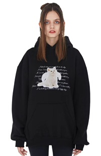 【现货】韩国NCT罗渽民李帝努同款连帽卫衣猫咪字母印花上衣