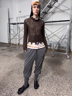 yy博主推荐 运动裤 同款 瘦小腿针织裤 设计感拼接修身 韩国open