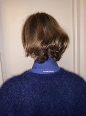 韩国ribbonbit字母绣标衬衫极简风基础款单排扣长袖打底衬衣