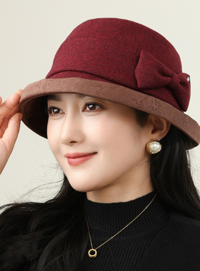 2025秋冬季新款蝴蝶结渔夫帽