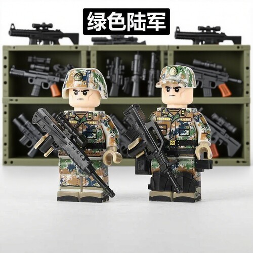 MOC军事PLA陆军特种兵警察积木人仔拼装小颗粒玩具拼插益智模型