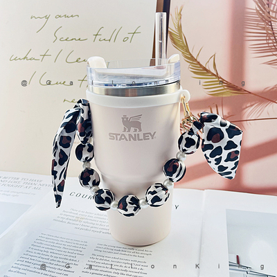 丝带图案珠珠造型水杯手提挂绳