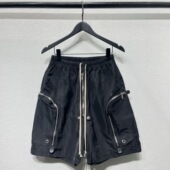 休闲五分裤 夏季 休闲工装 裤 暗黑嘻哈R风格 松紧带大口袋多拉链男士