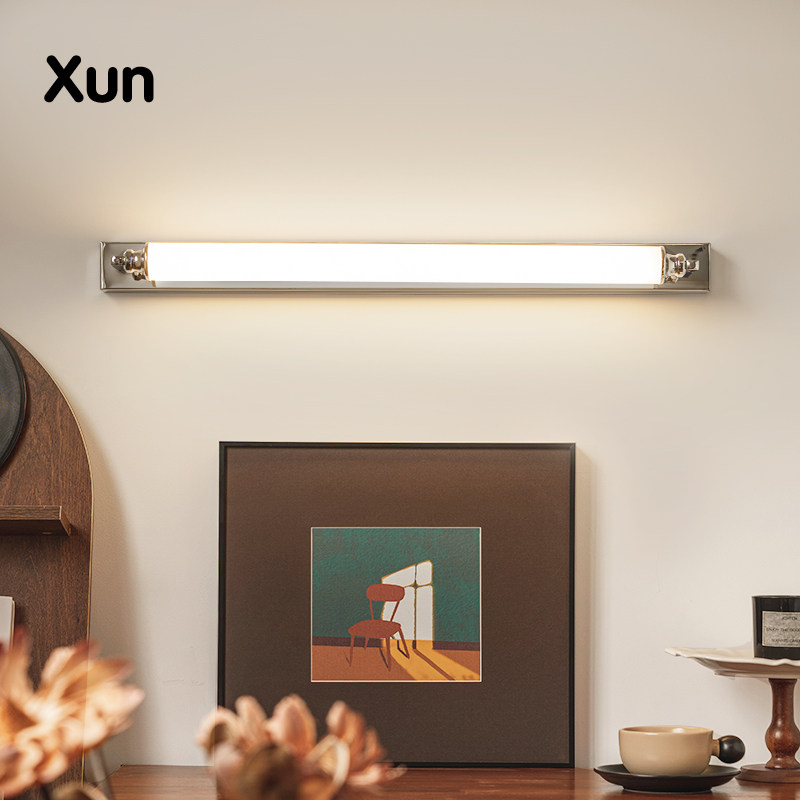 包豪斯中古壁灯法式复古壁画灯照画灯免接线布线画前灯长条氛围灯
