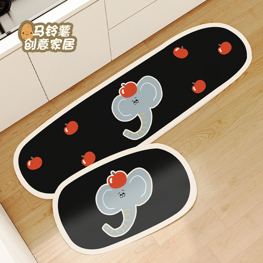 网红大象厨房地垫耐脏吸水吸油地毯软硅藻泥皮革垫子防滑速干脚垫,居家布艺,厨房地垫,淘宝优惠券,粉丝福利购,淘宝优惠卷