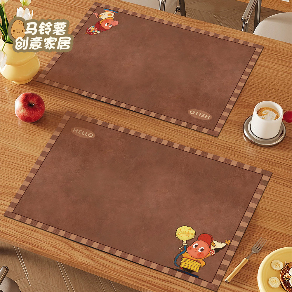 复古牛皮纹餐垫可爱星星人防油防水防烫免洗隔热垫桌面小块杯垫,居家布艺,餐垫,淘宝优惠券,粉丝福利购,淘宝优惠卷