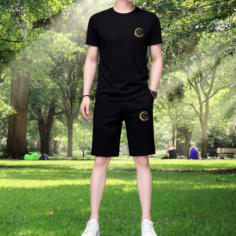 2026夏季新款男士冰丝短裤套装高档简约韩版短袖五分裤休闲运动服