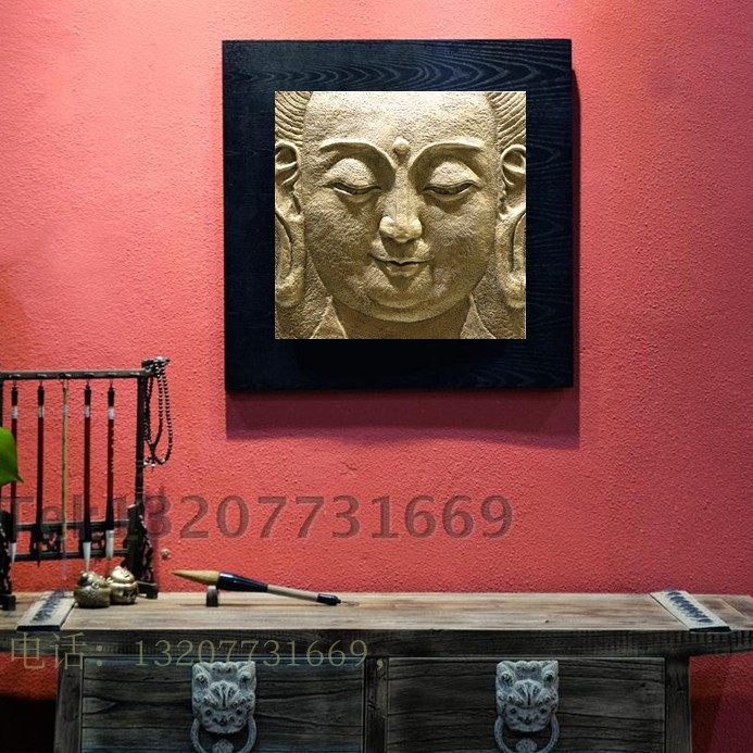 中式立体浮雕禅意佛脸佛手壁饰墙饰会所玄关走廊背景墙挂件装饰