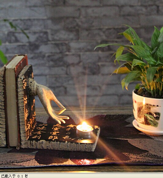 中式复古禅意家居装饰品 仿古中国风工艺摆件书法佛手烛台 纤