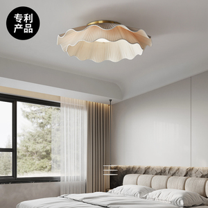 主卧室吸顶灯侘寂风温馨浪漫布艺房间灯现代北欧家用餐厅吧台吊灯