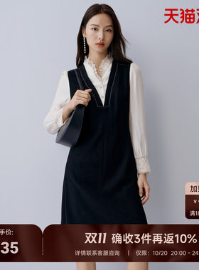 简约淑女连衣裙女秋精致中长裙