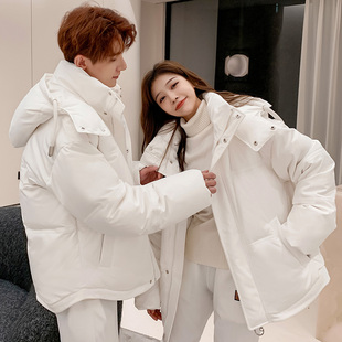 情侣羽绒服短款加厚男女oversized宽松潮流外套冬季白鸭绒ins保暖