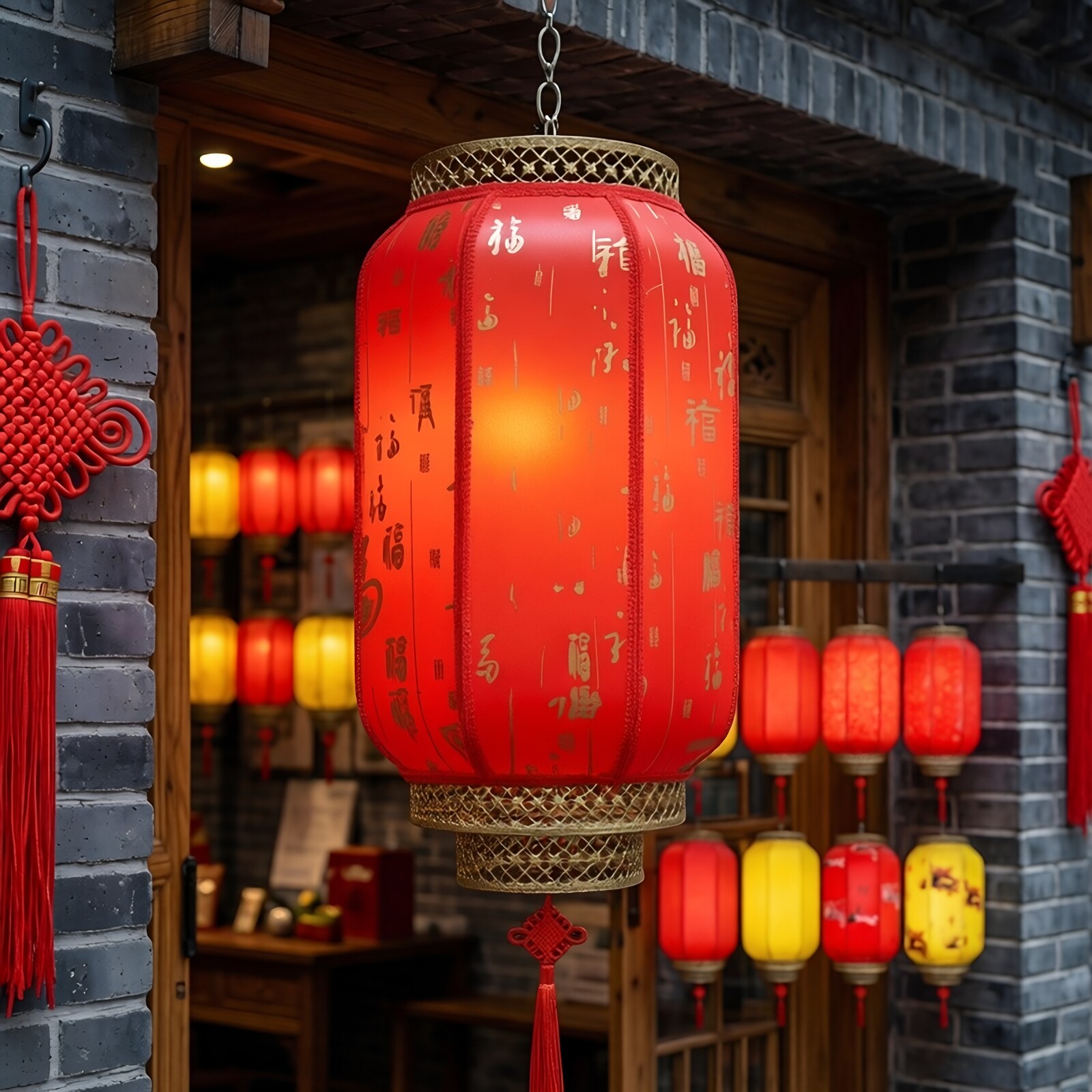 户外防水羊皮灯笼仿古冬瓜灯笼中式宫廷田园广告阳台景区古镇装饰