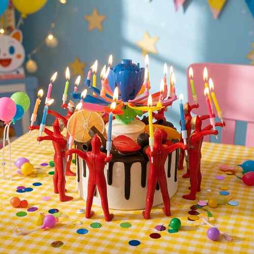 超人奥特曼手持蜡烛莲花音乐旋转